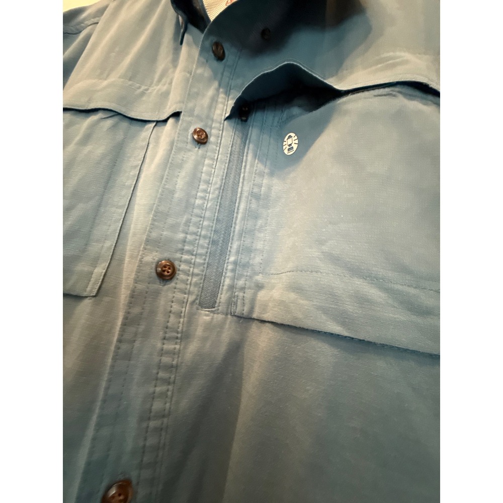 Coleman Mens XXL Blue Short Sleeve Fishing Hiking Utility Ventilated Shirt - Picture 7 of 8